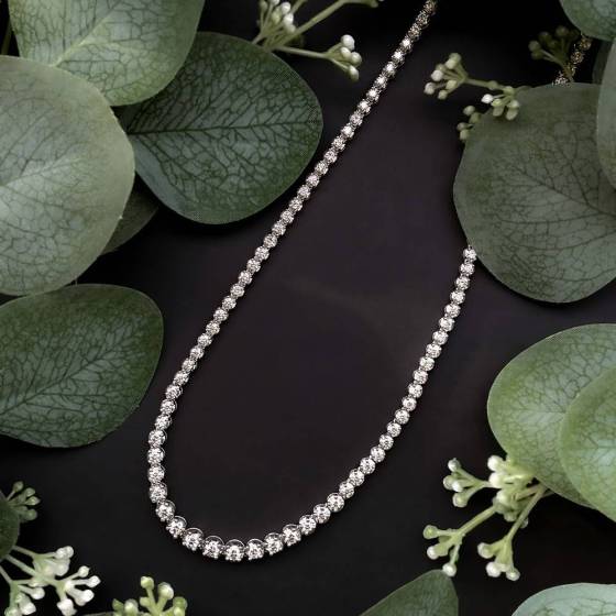 8.54ct SI/H-I Round Cut Natural Diamond Tennis Necklace