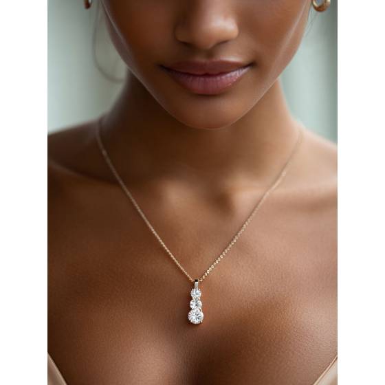 Traditional Round Trilogy Diamond Pendant