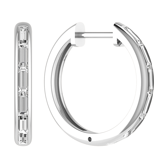 Baguette Cut Diamond Hoop Earrings