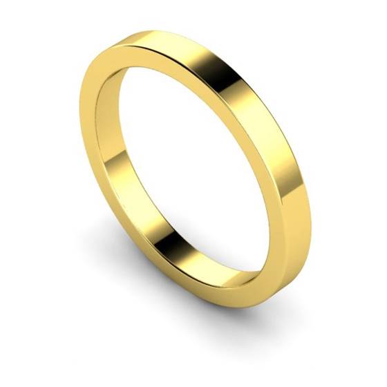 DHWAL25 Flat Wedding Ring - 2.5mm width, Medium depth