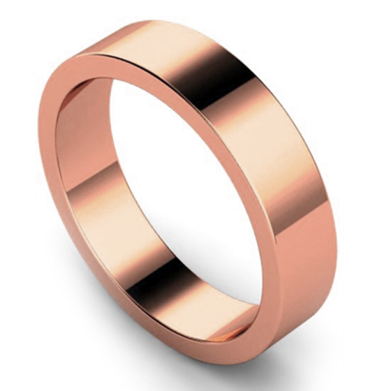 DHWAL5 Flat Wedding Ring - 5mm width, Medium depth