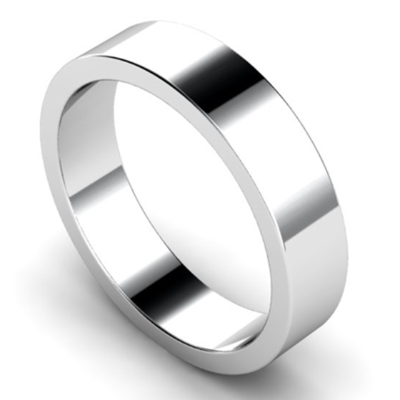 DHWAL5 Flat Wedding Ring - 5mm width, Medium depth