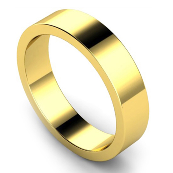 DHWAL5 Flat Wedding Ring - 5mm width, Medium depth