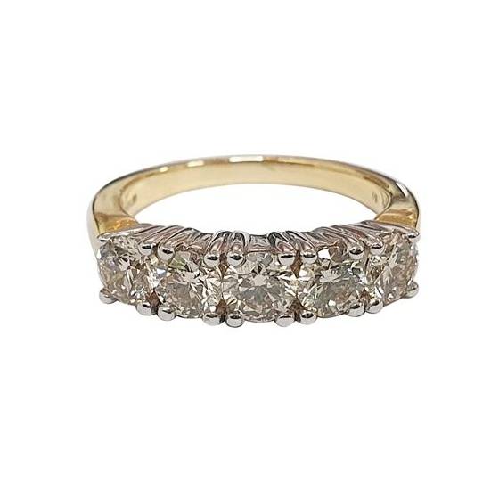 1.54ct VS/H-I Round 5 Stone Natural Diamond Ring