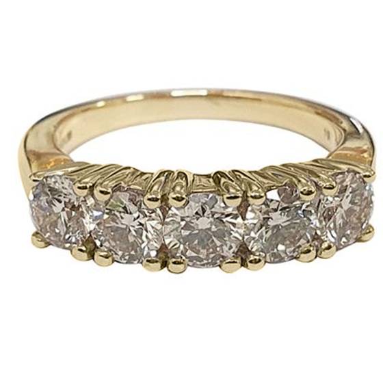 1.54ct VS/H-I Round 5 Stone Natural Diamond Ring