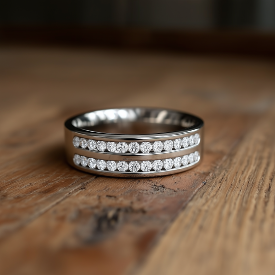 5mm Double Row 40% Diamond Wedding Ring