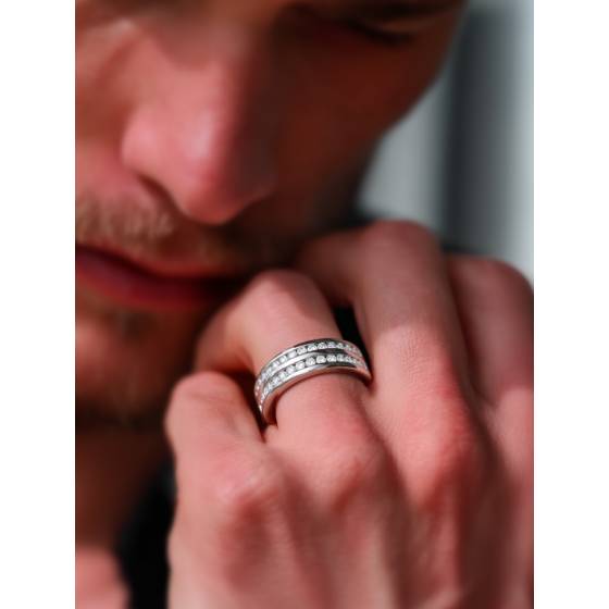 5mm Double Row 40% Diamond Wedding Ring