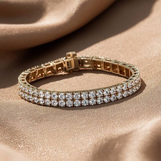 Double Row Round Diamond Tennis Bracelet