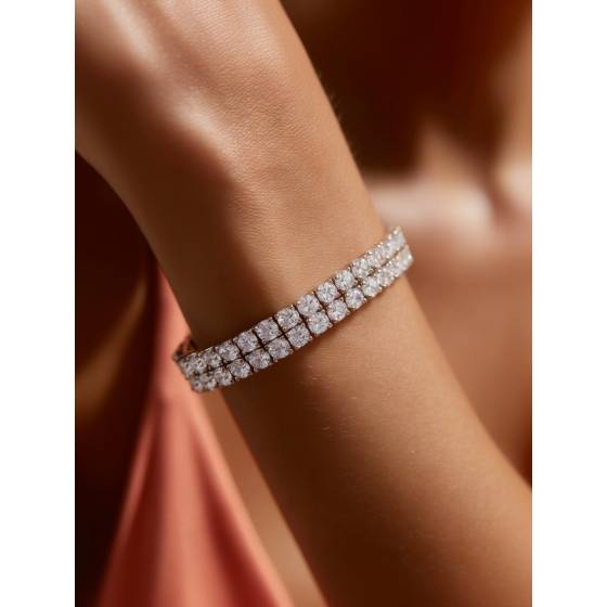 Double Row Round Diamond Tennis Bracelet