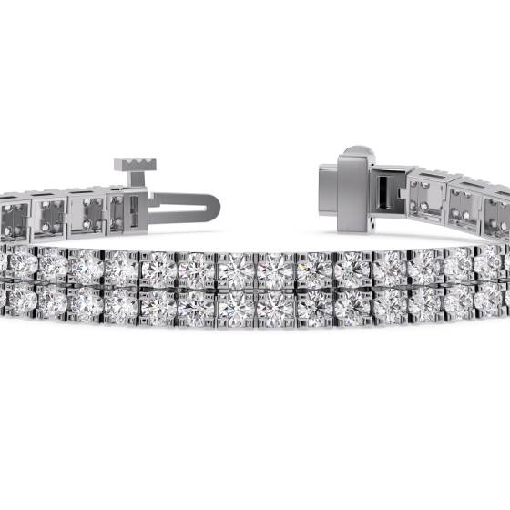 Double Row Round Diamond Tennis Bracelet