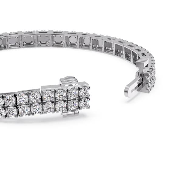 Double Row Round Diamond Tennis Bracelet