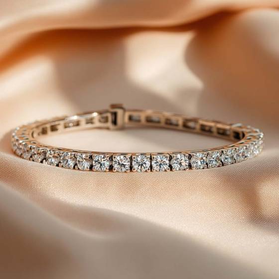 Single Row Round Diamond Tennis Bracelet