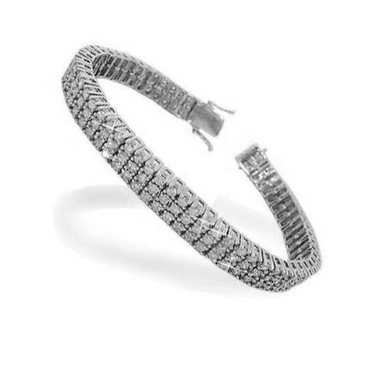 Round Diamond Three Row Tennis Bracelet
