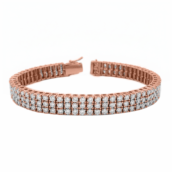 Classic Round Diamond Three Row Tennis Bracelet
