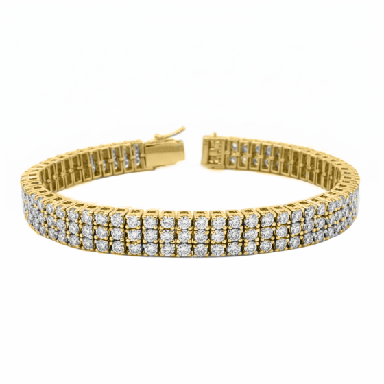 Classic Round Diamond Three Row Tennis Bracelet