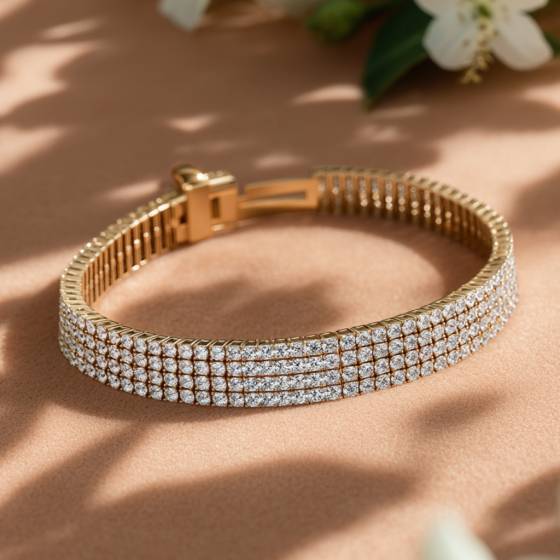 Traditional Round Diamond Four Row Tennis Bracelet
