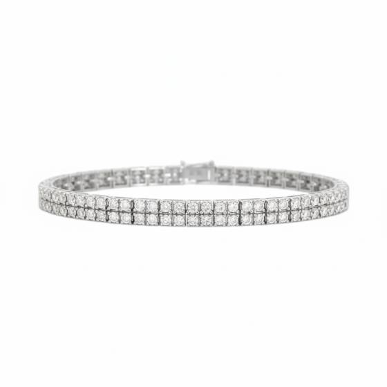Classic Double Row Round Diamond Tennis Bracelet