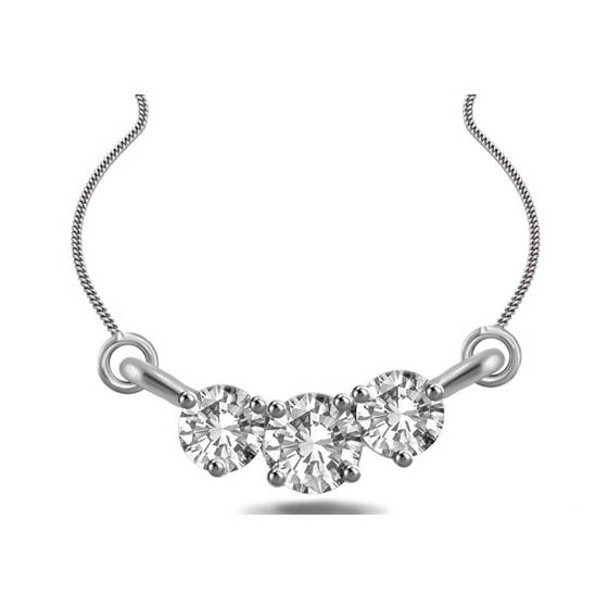 0.55ct SI2/G Round Natural Diamond Trilogy Necklace