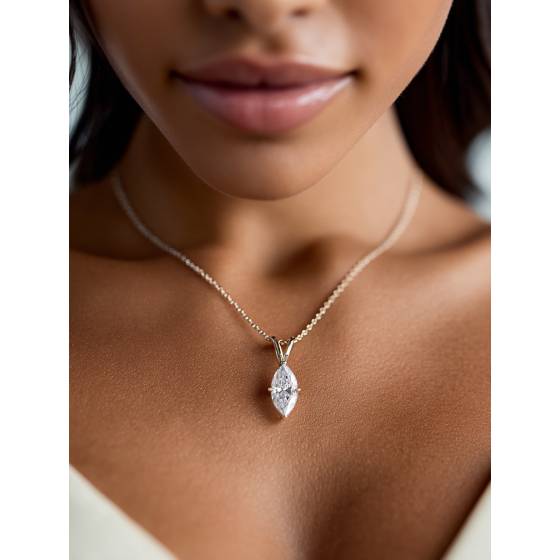 Classic Marquise Diamond Solitaire Pendant