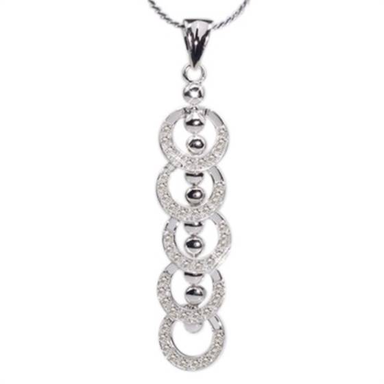 Five Circle Drop Round Diamond Pendant