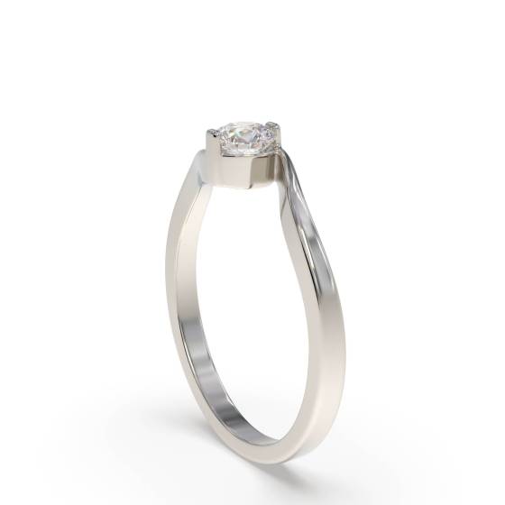 Twist Round Diamond Solitaire Ring