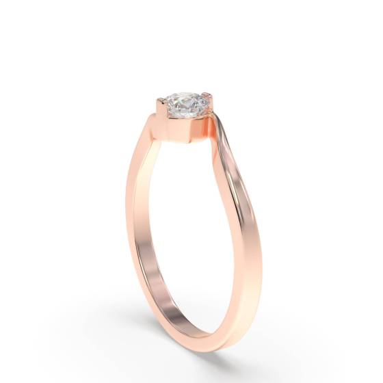 Twist Round Diamond Solitaire Ring