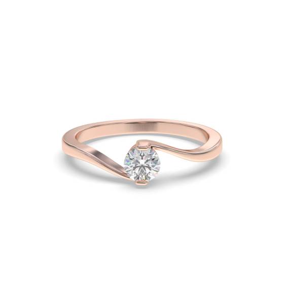 Twist Round Diamond Solitaire Ring