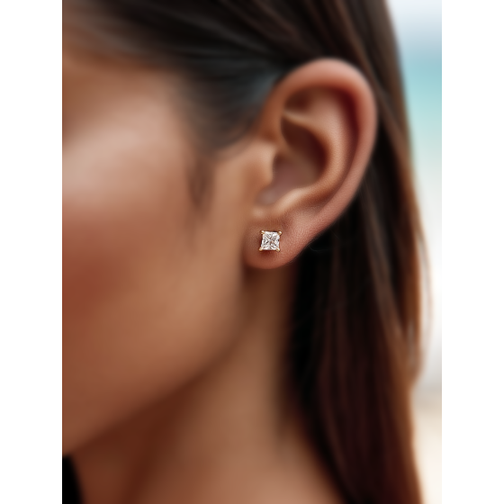 Traditional Princess Diamond Stud Earrings