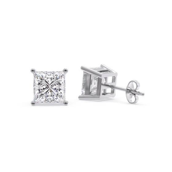 Traditional Princess Diamond Stud Earrings