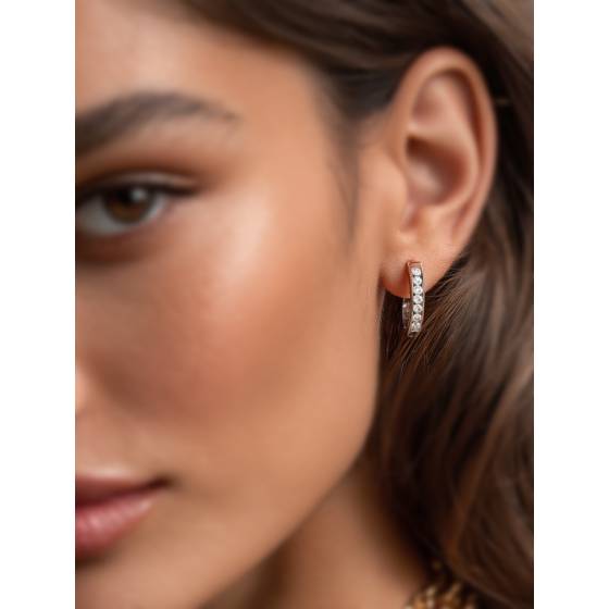 Modern Round Diamond Hoop Earrings