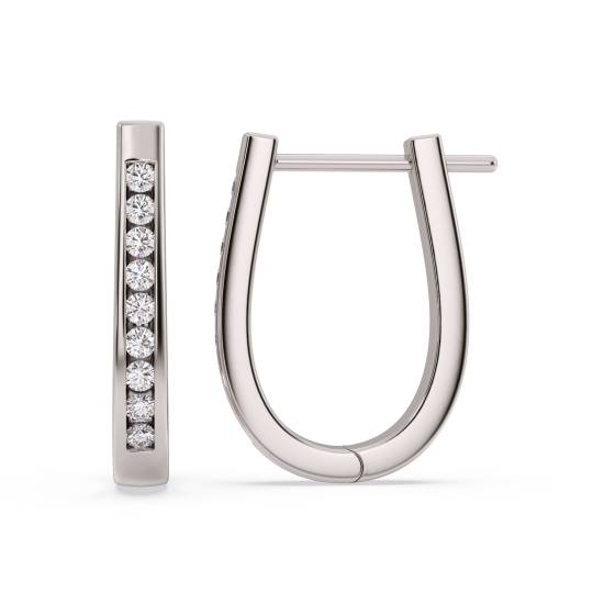 Modern Round Diamond Hoop Earrings