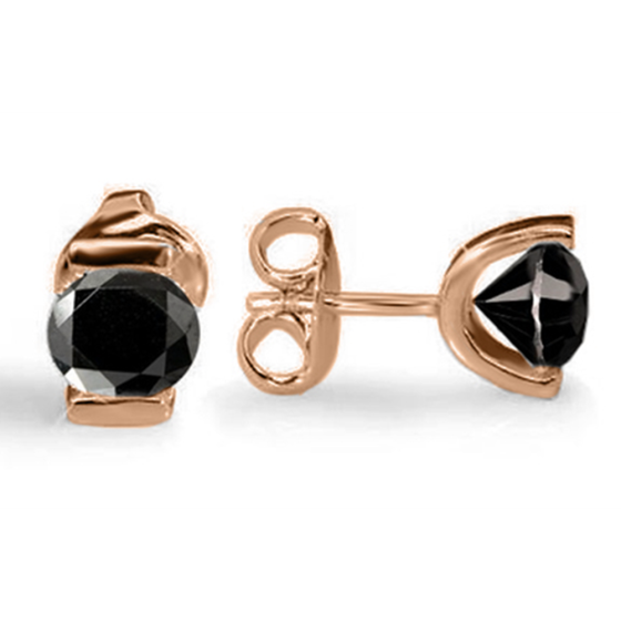 Round Black Diamond Earrings