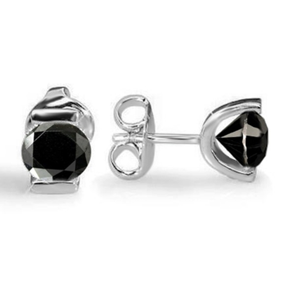 Round Black Diamond Earrings