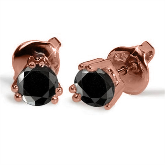 Round Black Diamond Earrings