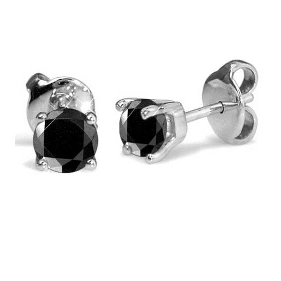 Round Black Diamond Earrings