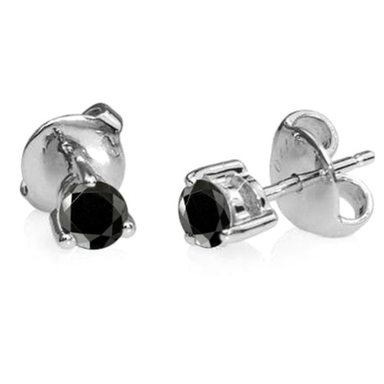 Round Black Diamond Earrings