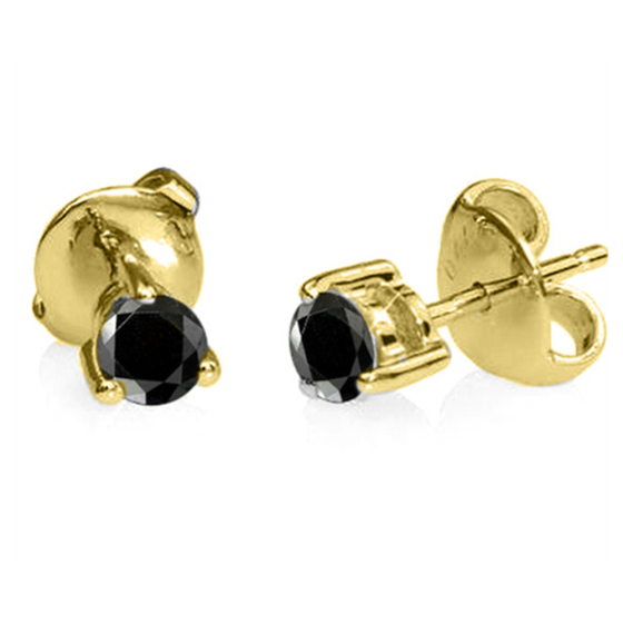Round Black Diamond Earrings