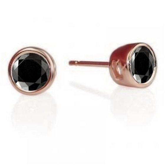 Round Black Diamond Earrings