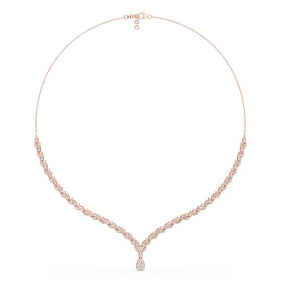 3ct Pear Diamond Drop Cluster Chain Necklace