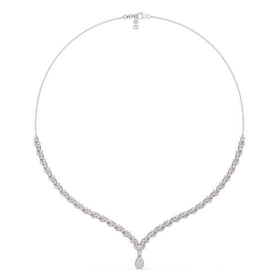 3ct Pear Diamond Drop Cluster Chain Necklace