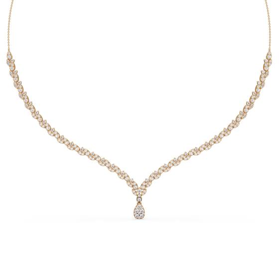 3ct Pear Diamond Drop Cluster Chain Necklace