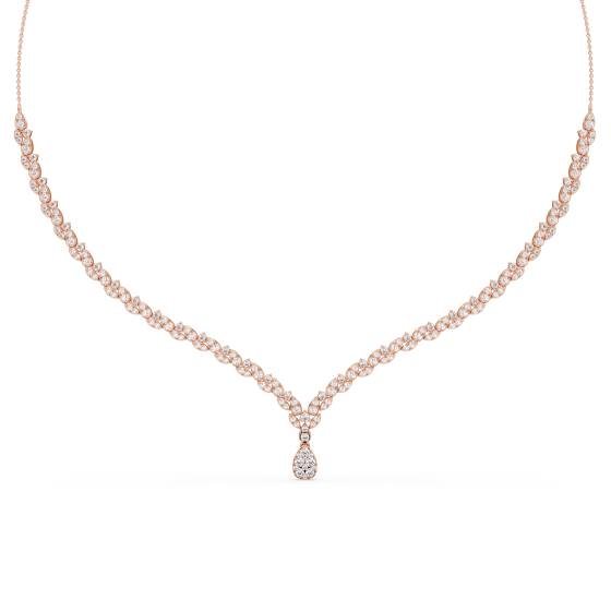 3ct Pear Diamond Drop Cluster Chain Necklace