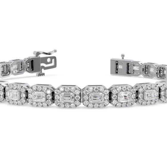 7ct Emerald Diamond Halo Designer Bracelet