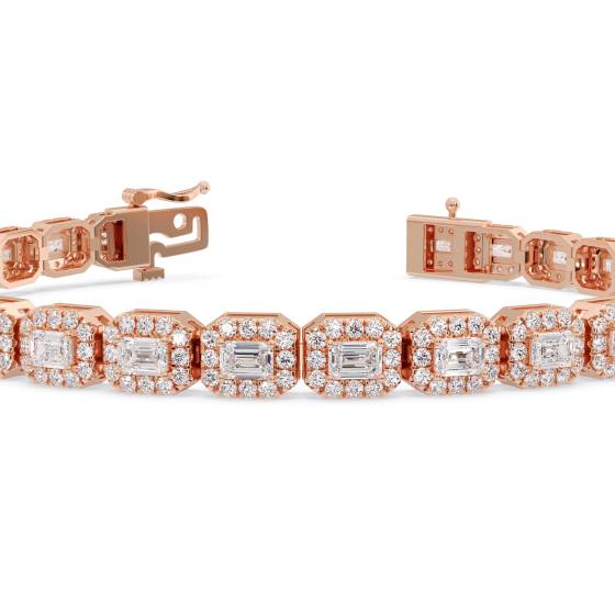 7ct Emerald Diamond Halo Designer Bracelet