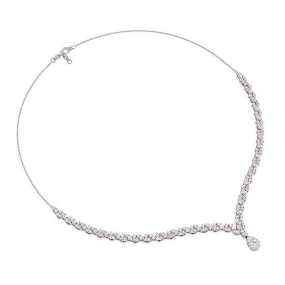 3ct Pear Diamond Drop Cluster Chain Necklace