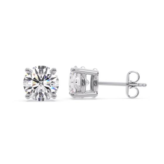 Ribbon Round Diamond Stud Earrings