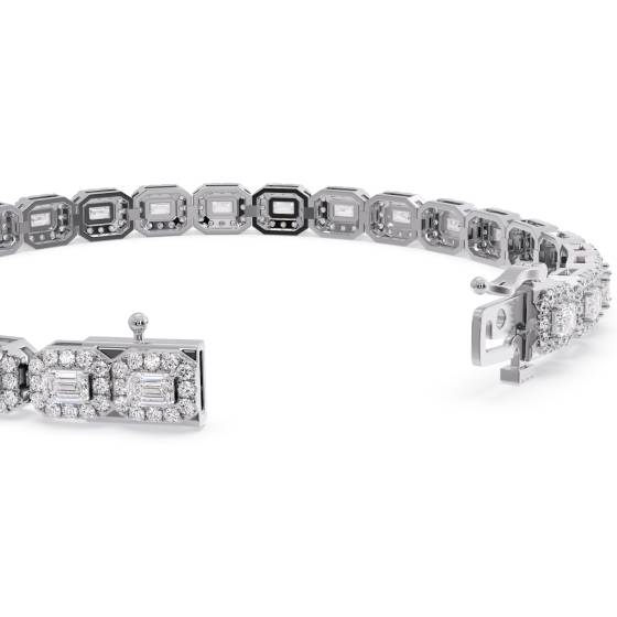 7ct Emerald Diamond Halo Designer Bracelet