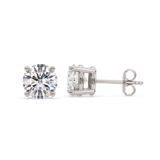 Ribbon Round Diamond Stud Earrings
