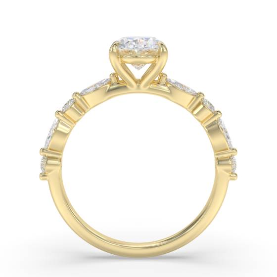 Oval Diamond Shoulder Set Ring