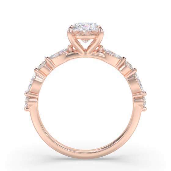 Oval Diamond Shoulder Set Ring